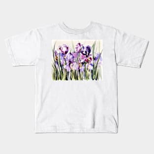 Purple Iris Art Watercolor Kids T-Shirt